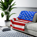 American Flag Themed Velveteen Soft Blanket